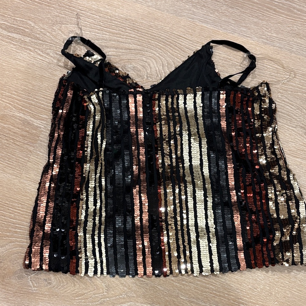 INC Sequin Striped Women's Top size large - Picture 3 of 3